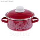 Кастрюля 1,5 л цилиндрическая "Вологодское кружево", цвет вишнёвый
