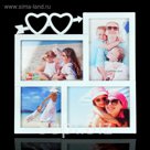 Фоторамка на 4 фото 10х10 см, 10х15 см "Два сердца" белая