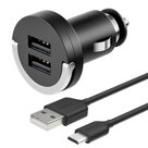 Зарядное устройство автомобильное DEPPA Ultra, кабель micro USB 1,5 м, 2 порта USB, выходной ток 2,1 А, черное
