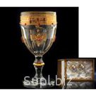 Подарочный набор из 2-х Заздравных кубков; Артикул: 703; Производитель стекла/хрусталя/фарфора: Libbey (ЕС); Цвет/Дизайн: красный/золото герб РФ; Упа