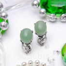 Серьги посеребрение цветы Нефрит