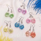 Серьги из стекла Капля цветок цвет МИКС