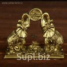 Нэцкэ 2 слоненка с монетой"