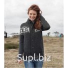 Кофта с норвежским узором WoolOvers, Артикул товара W8938, цвет Угольный/молочный, размер М