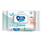 Салфетки влажные, 100 шт., для детей, AURA «Ultra comfort», гипоаллергеннные, без спирта, крышка-клапан
