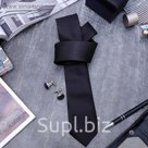 Набор мужской "Премьер" галстук 145*5см, запонки, мелкий квадрат, цвет черный