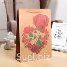 Пакет крафт "Роза в сердце", 19 х 8 х 25 см