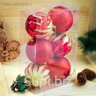 Новогодние шары "Всплеск" (набор 6 шт.), красные