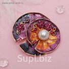 Брошь "Ракушка с жемчужиной", разноцветная в золоте