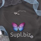 Чокер Butterfly на леске цвет розово синий в серебре