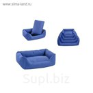 Лежак "Дарэлл-Оксфорд" №1 прямоугольный с подушкой, 55*40*18см, темно-синий
