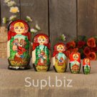 Матрёшка «Маша и медведь», чёрный платок, 5 кукольная, 17 см, люкс