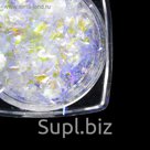 Хлопья Юки для декора ногтей, 1гр, с аппликатором, цвет синий