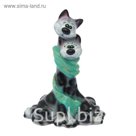 Копилка "Коты в шарфе" глянец, серый леопард