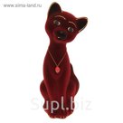 Копилка "Кот Матвей" малая, флок, бордовая