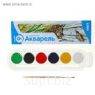 Акварель Lori, 6 цветов, в картонной коробке, с кистью