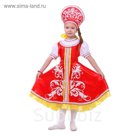 Русский костюм для девочки: платье с кокеткой, кокошник, р-р 68, рост 134-140 см, цвет красный