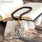 Чётки деревянные с крестиком, бук