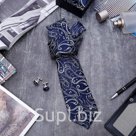 Набор мужской "Стиль" галстук 145*5см, запонки, турецкий огурец, цвет темно-серый