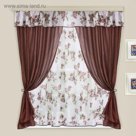 Комплект штор для кухни Прованс шоколад тергалет 290х165, вуаль цвет Микс ш290*в160,п/э