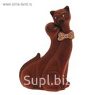 Копилка "Коты" пара, флок, коричневая, бабочка