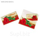 Конверт для денег "С Юбилеем!", красная роза, запонки