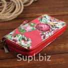 Кошелёк женский на молнии, с ручкой, 5 отделов, отдел для карт, цвет красный