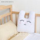Подушка "Этель" Зайчонок белая, с вышивкой, 100% П/Э, велсофт