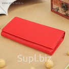 Кошелёк женский на клапане, 4 отдела, для карт, 2 отдела на рамке, цвет красный