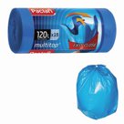 Мешки для мусора 120 л, с ушками, синие, в рулоне 15 шт., ПВД, 24 мкм, 70?118 см, PACLAN «Multitop»