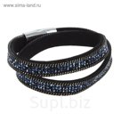 Браслет кожа "Каменная роскошь", цвет антрацитовый в серебре