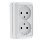 Рим Розетка 2-местная 10А без заземления белая EKF