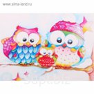 Алмазная вышивка с частичным заполнением "Милые совушки" с подставкой