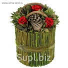 Декоративная композиция "Корзинка Лиана", 18 х 18 х 26,5 см, красный