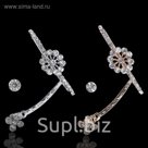 Серьги "Каффа" двойная, цветок, цвет МИКС