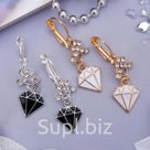 Серьги с эмалью Грация алмаз цвет МИКС