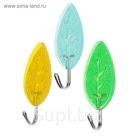 Набор крючков на липучке "Листья", 3 шт, цвет МИКС