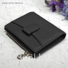 Кошелёк женский, отдел, для монет, для карт на кнопке, наружный карман, цвет чёрный