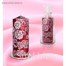 Свеча пенек цветочный рубин