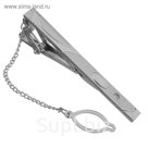Зажим для галстука "Классический" полосы крупные, цвет серебристый