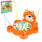 Рыбалка заводная "Мишка", 15 рыбок, 4 удочки