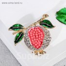 Брошь "Гранат", цветная в золоте