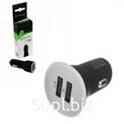 Зарядное устройство  в прикуриватель 2 USB  (2.4A+1A) с индикатором, 12/24V