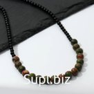 Колье шар №8 "Унакит" с агатом чёрным, 49см