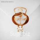 Брошь "Доктор" мультяшный, цвет бело-коричневый в золоте