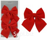 Christmas tree decorations: 2 velvet bows, 12x1.5x13 cm. Color: red.