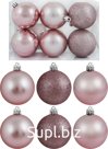 Christmas tree balls, 6 pcs, 6 cm in diameter, pink