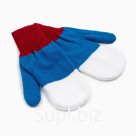 Варежки женские, цвет белый/синий/красный, размер 18