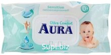 Aura Ultra Comfort Детские влажные салфетки с алоэ и витамином Е, 100 шт