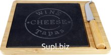 Cheese and appetizer serving set (2 pieces): serving board 28x24x1cm, cheese knife
